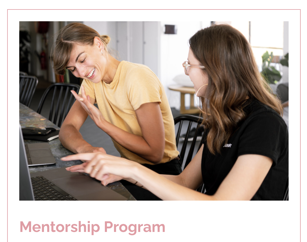 Screenshot of the Latinas in Tech mentorship page