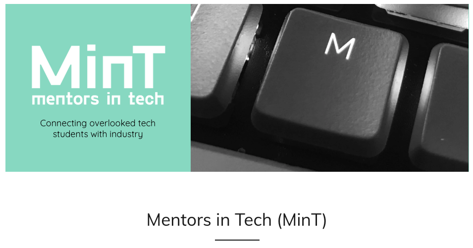 Screenshot of Mentors in Tech's home page